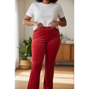 Soft Surroundings 2x red pull on corduroy  flare leg pants new WP35